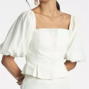 NWT Sachi and Babie Elegant White Puff Sleeve Top size 2